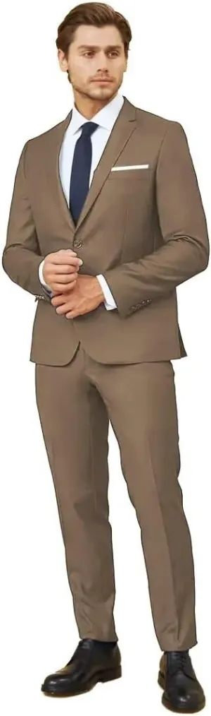 2 Piece Suit Men Classic Fit Men's Suit for Wedding Prom Events 2 Button Solid Notch Lapel Lightweight