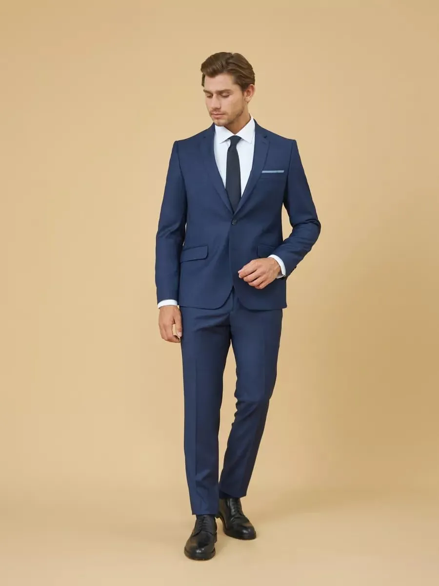 2 Piece Suit Men Classic Fit Men's Suit for Wedding Prom Events 2 Button Solid Notch Lapel Lightweight