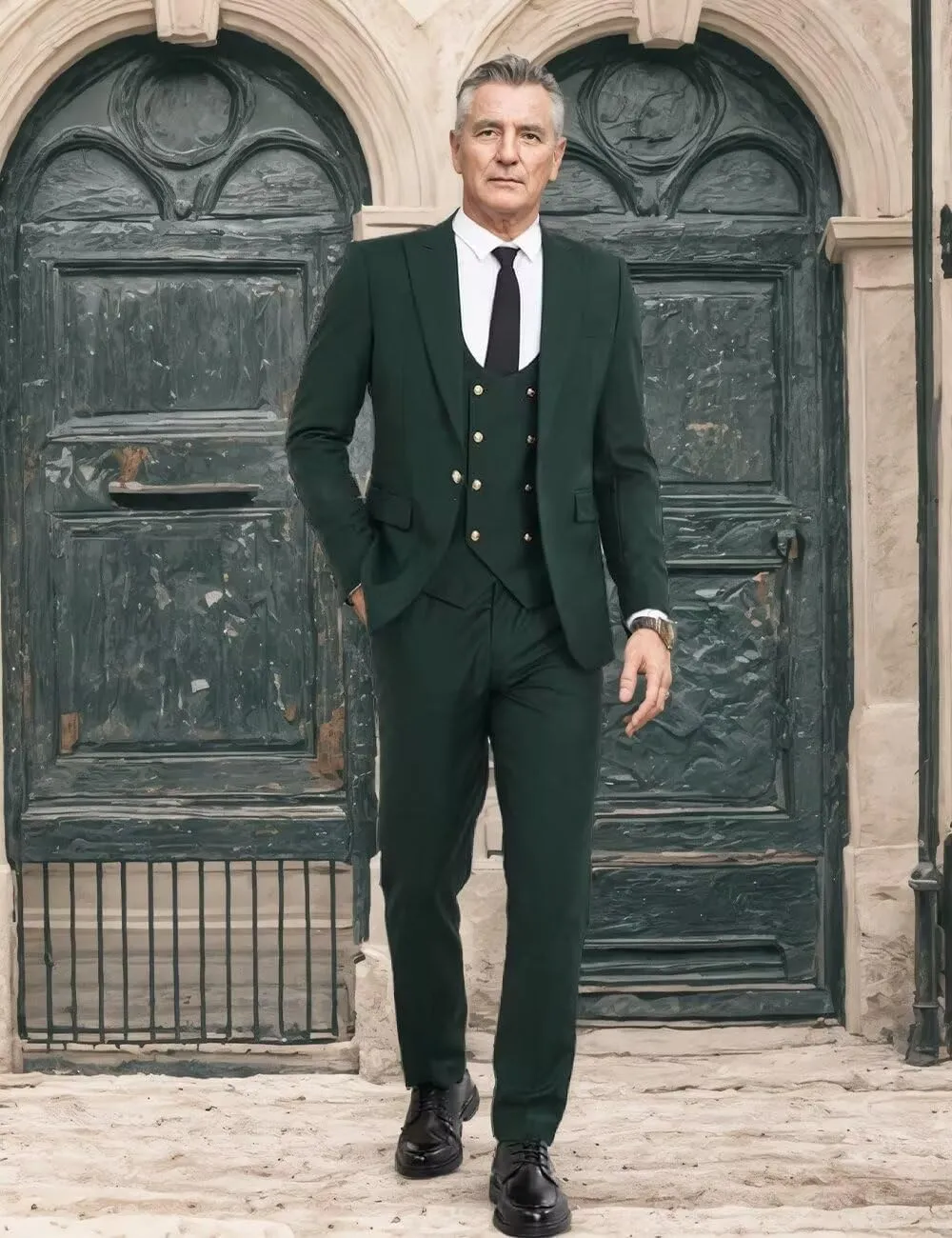 3 Piece Suits for Men Slim Fit Double Breasted Men's Suits Business Wedding Prom Groomsmen Formal Dress Blazer Vest Pants Set