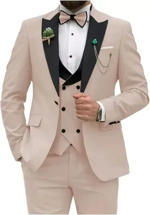 3 Pieces Mens Suit Classic Fit Blazer Dress Business Wedding Jacket Vest Pants Tuxedo Set