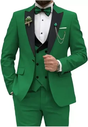 3 Pieces Mens Suit Classic Fit Blazer Dress Business Wedding Jacket Vest Pants Tuxedo Set