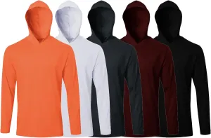 5 Pack Mens T Shirts Long Sleeve with Hoodies Athletic Sun Protection Tees