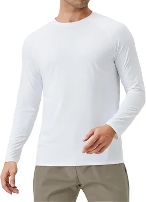 Athletic Shirts for Men Long Sleeve UV Sun Protection Crewneck Tops Casual Loose Breathable Comfy Outdoor Running Tee