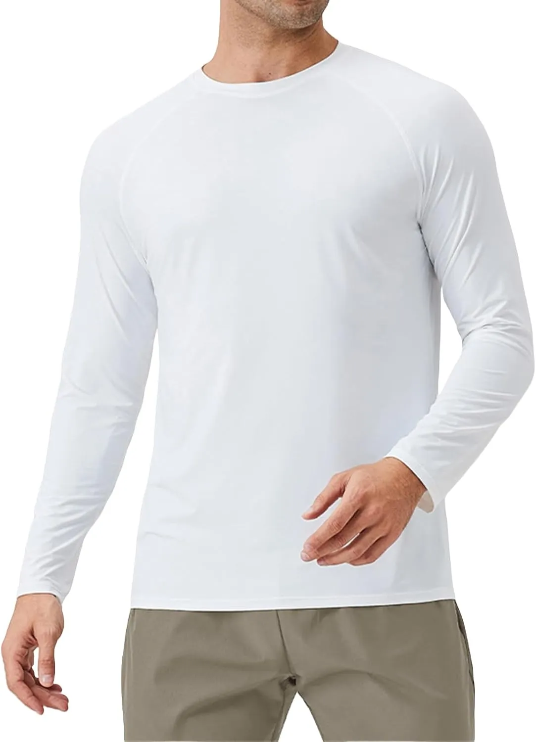 Athletic Shirts for Men Long Sleeve UV Sun Protection Crewneck Tops Casual Loose Breathable Comfy Outdoor Running Tee