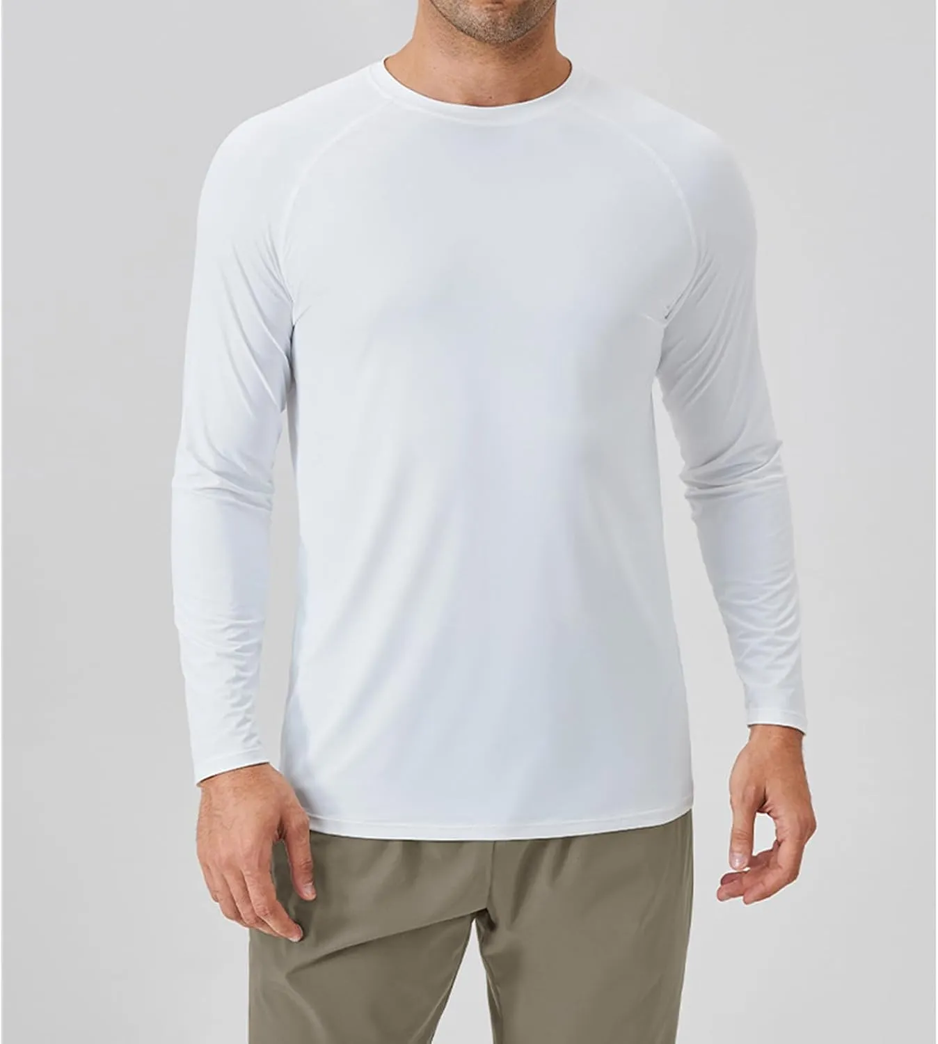 Athletic Shirts for Men Long Sleeve UV Sun Protection Crewneck Tops Casual Loose Breathable Comfy Outdoor Running Tee