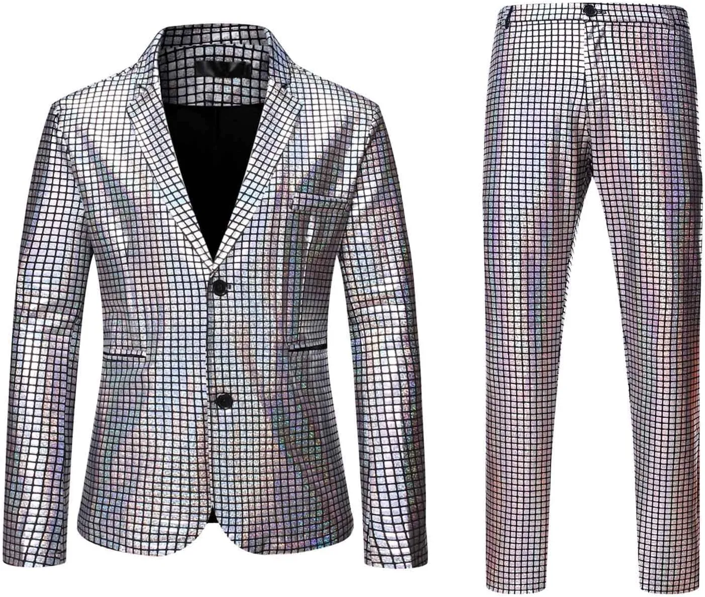 Big And Tall Suits for Men Classic Fit Blazer One Button Rainbow Jacket Pant Suit Set Mens Slim Fit 2 Piece Suit