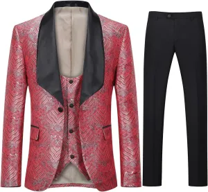 Boyland Mens 3 Piece Tuxedos One Button Wide Shawl Lapel Formal Suits Black Tie