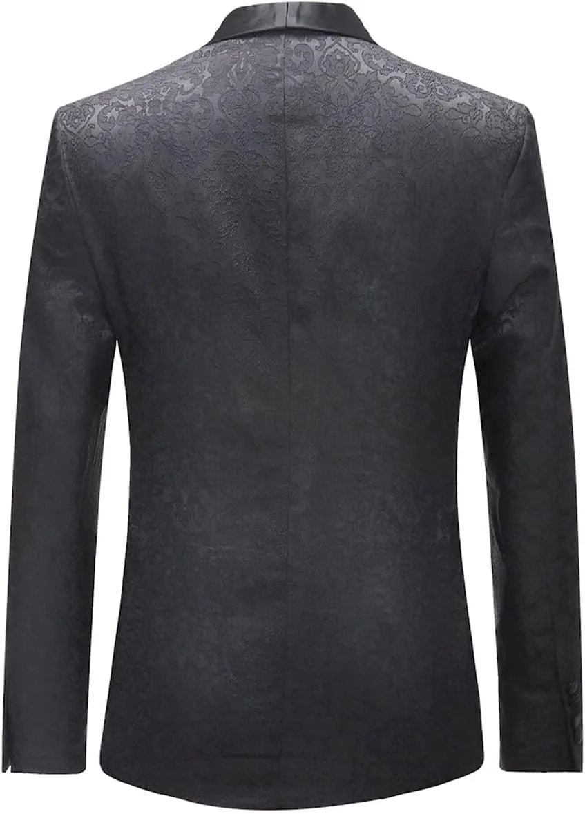 Boyland Mens 3 Piece Tuxedos One Button Wide Shawl Lapel Formal Suits Black Tie