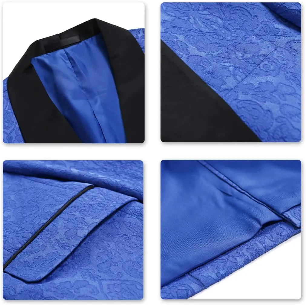 Boyland Mens 3 Piece Tuxedos One Button Wide Shawl Lapel Formal Suits Black Tie