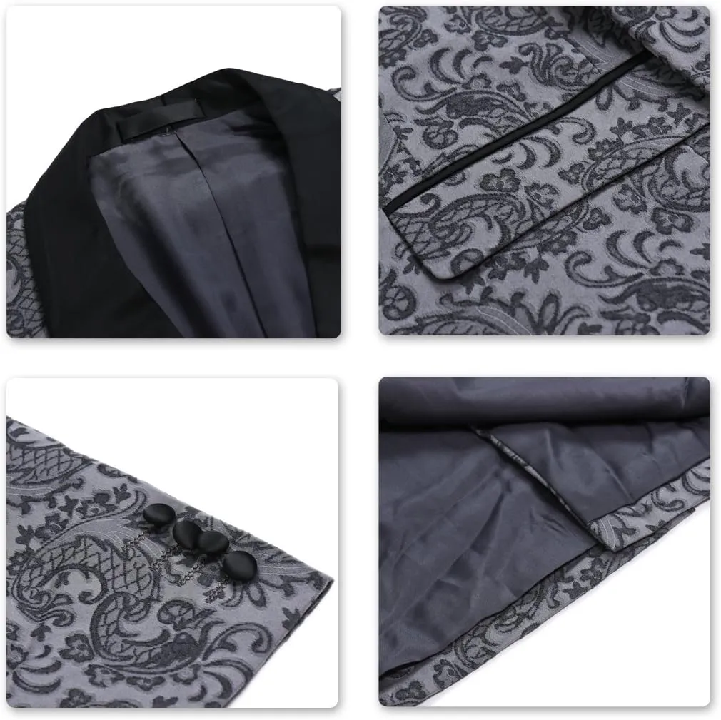Boyland Mens 3 Piece Tuxedos One Button Wide Shawl Lapel Formal Suits Black Tie