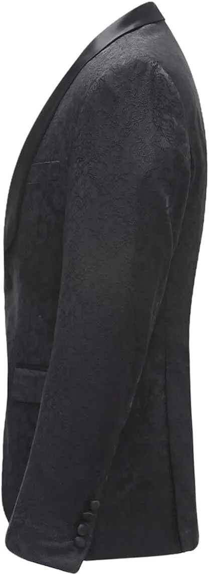 Boyland Mens 3 Piece Tuxedos One Button Wide Shawl Lapel Formal Suits Black Tie