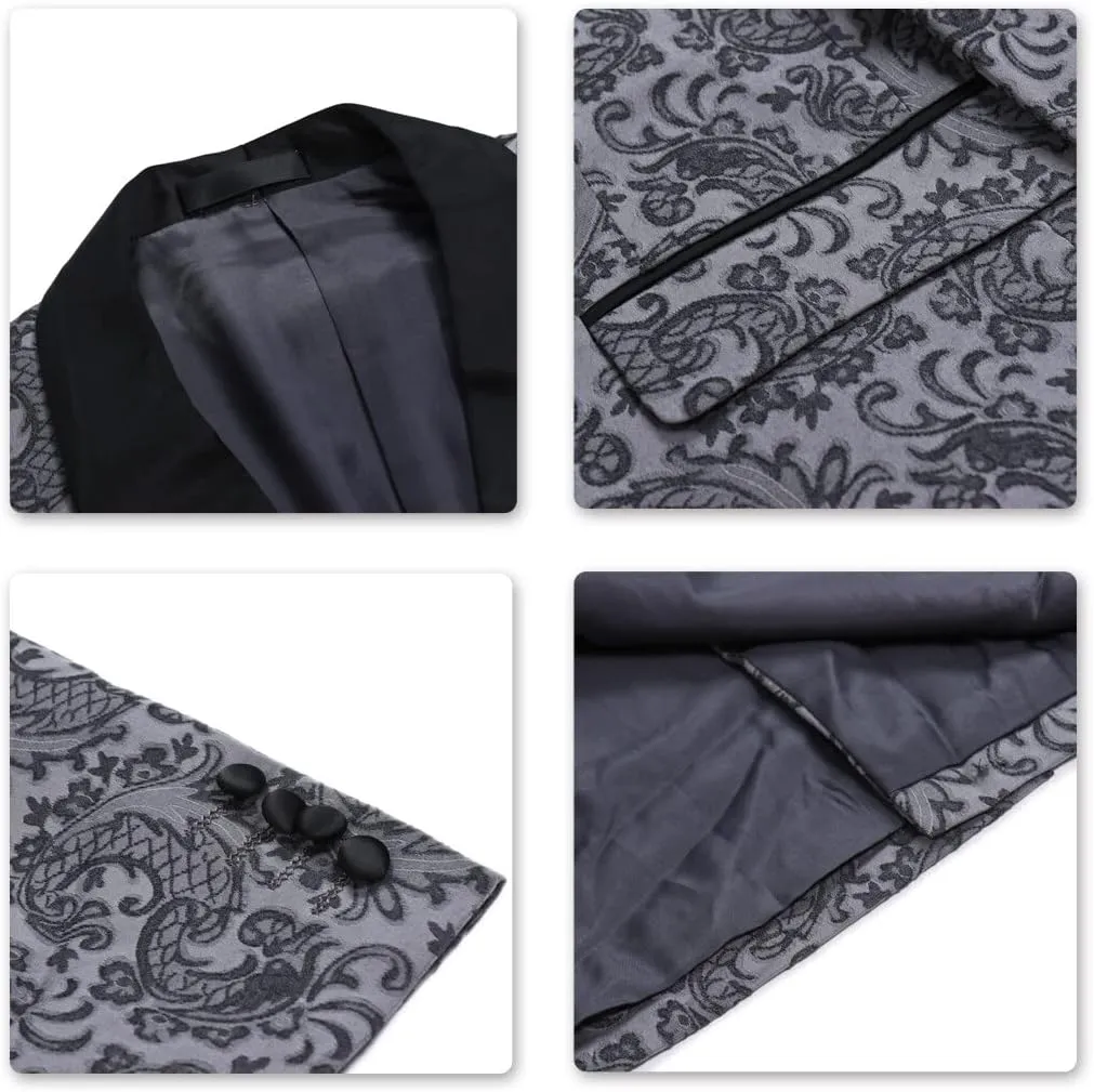 Boyland Mens 3 Piece Tuxedos One Button Wide Shawl Lapel Formal Suits Black Tie