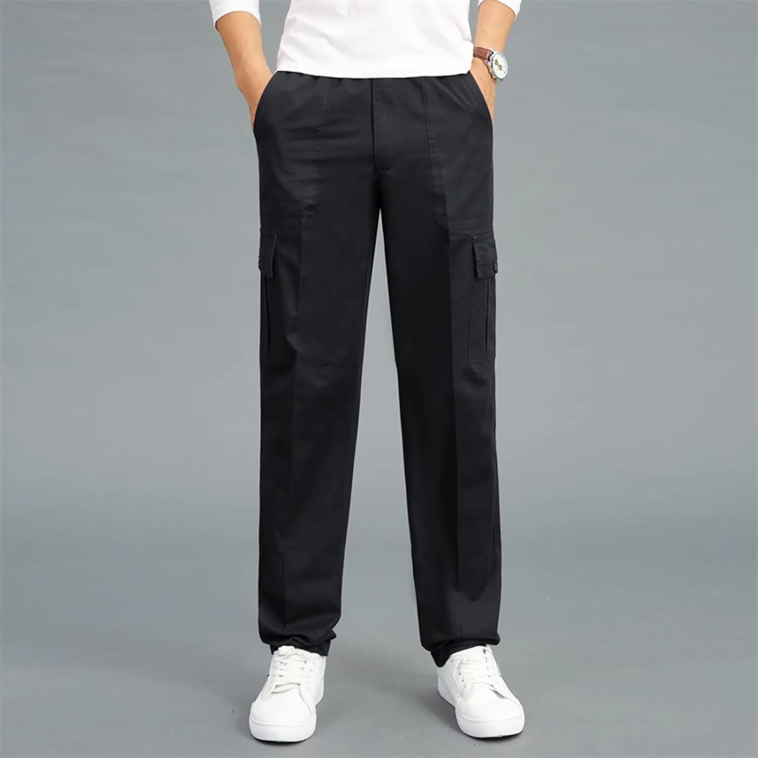 Cargo Pants for Men Men's Relaxed-Fit Stretch Cargo Pants Multi Pocket Military Camo Combat Work Pants Work Trousers
