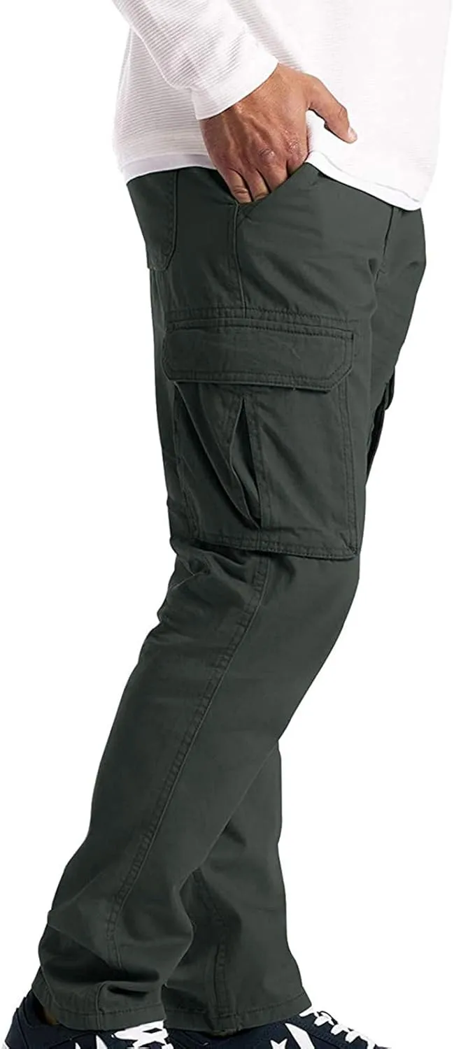 Cargo Pants for Men Relaxed Fit Athletic Gym Workout Pants Solid Color Straight Pants Cotton Legging Pants Sweatpants