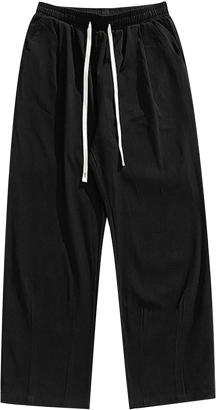 Cargo Pants for Men Relaxed Fit Fleece Cargo Sweatpants Stretch Elastic Waist Sports Trousers with Pocket Mens Casual