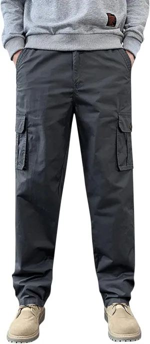 Cargo Pants for Men Relaxed Fit Joggers Solid Corduroy Multi Pockets Straight Work Pants High Street Mens Sweatpants