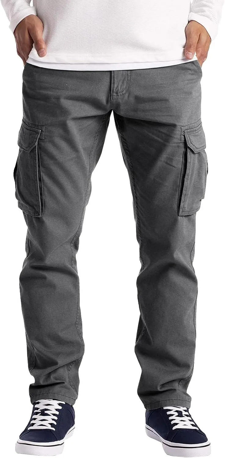Cargo Pants for Men Relaxed Fit Mens Cargo Pants Stretch Elastic Waist Athletic Workout Jogger Drawstring Sport Pants