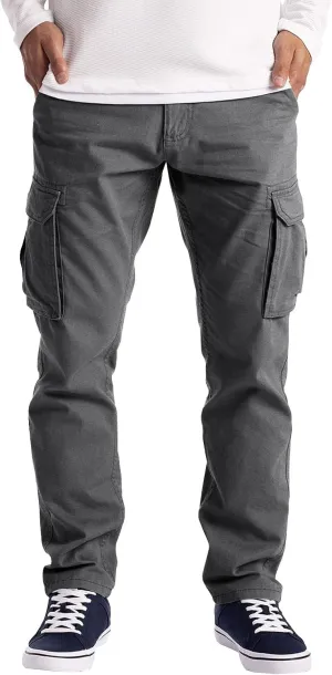 Cargo Pants for Men Relaxed Fit Mens Cargo Pants Stretch Elastic Waist Athletic Workout Jogger Drawstring Sport Pants