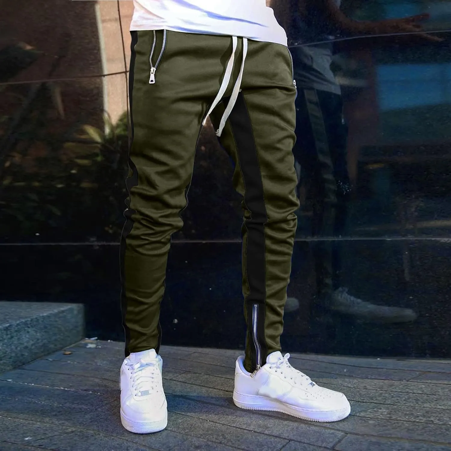 Cargo Trousers for Men Casual Multiple Pockets Outdoor Straight Type Fitness Long Pants Cargo Pants Trousers Cotton