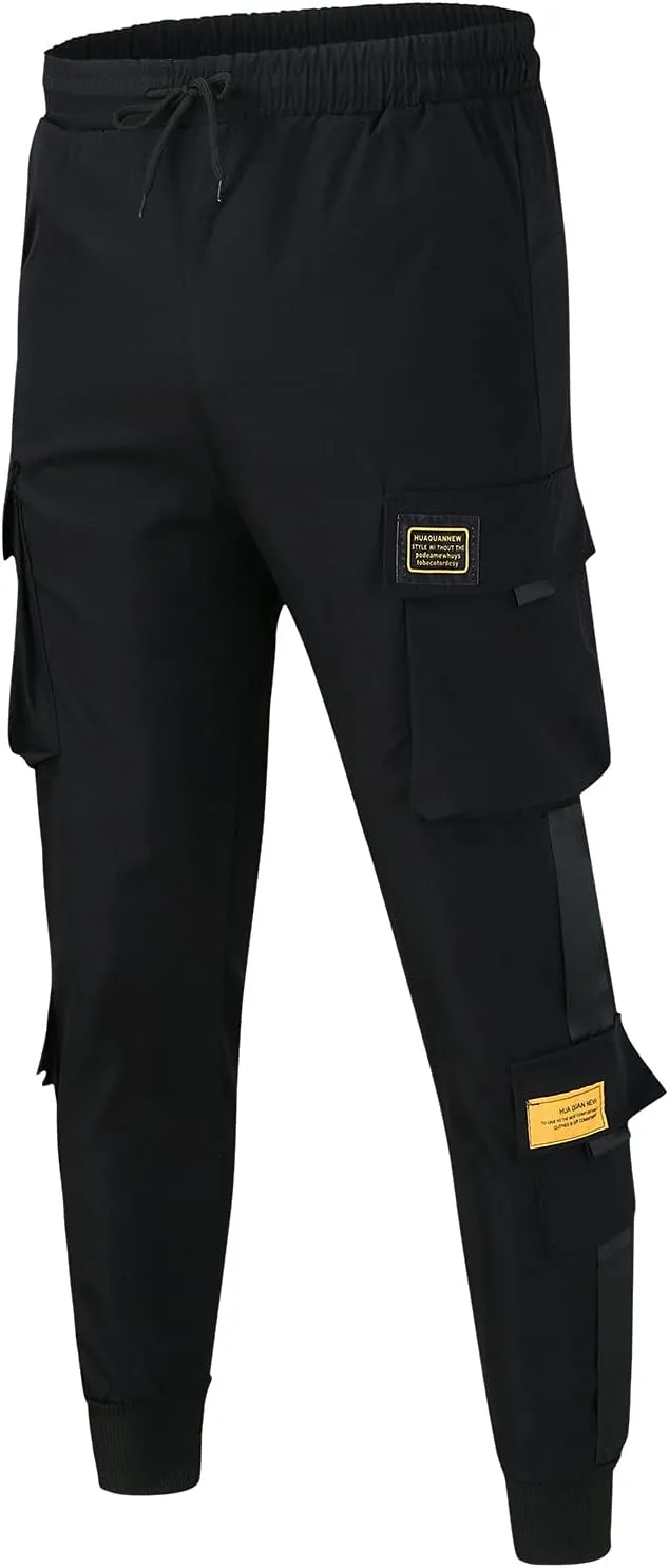 Cargo Trousers for Men Jogger Pants Fleece Sweatpants for Men Heavyweight Stretch Elastic Waist Jogger Sports Pants