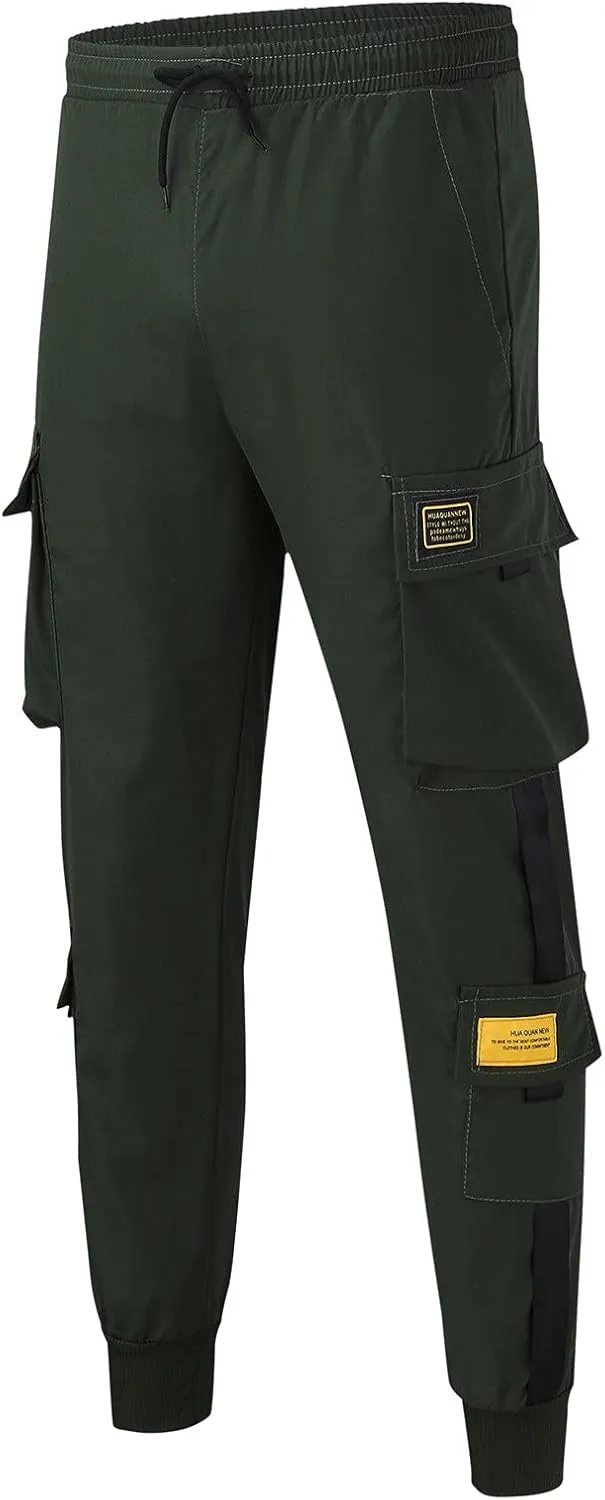 Cargo Trousers for Men Jogger Pants Fleece Sweatpants for Men Heavyweight Stretch Elastic Waist Jogger Sports Pants