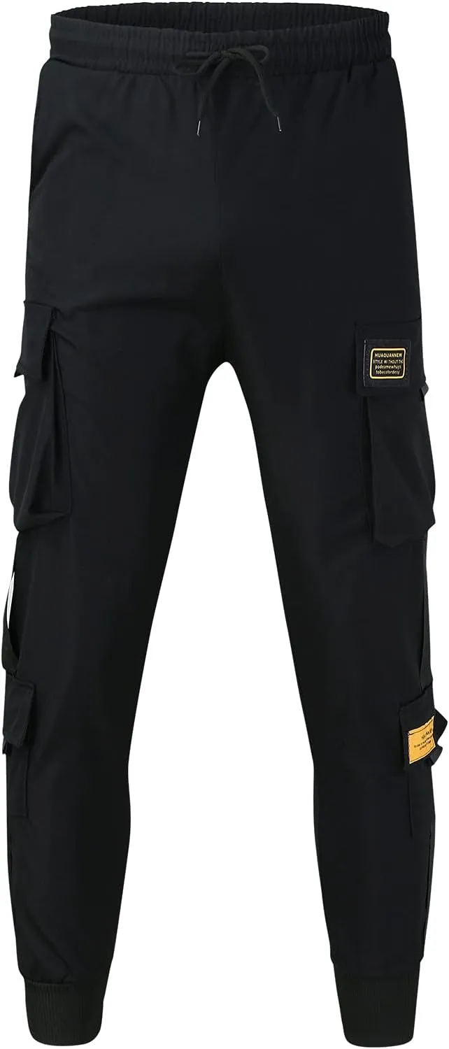 Cargo Trousers for Men Jogger Pants Fleece Sweatpants for Men Heavyweight Stretch Elastic Waist Jogger Sports Pants