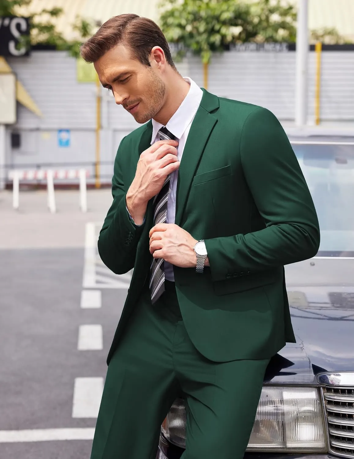 COOFANDY Men's 2 Piece Suits Classic Fit 2 Button Dress Suits Tuxedo Jacket Blazer for Wedding Business Dinner Prom