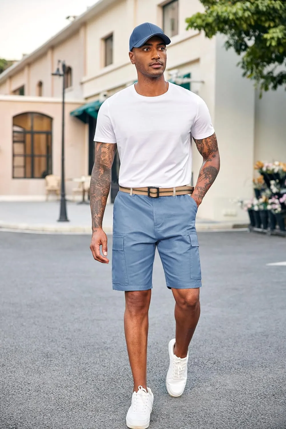 COOFANDY Men's Cargo Shorts Relaxed Fit Cotton Casual Shorts Stretch Outdoor Hiking Work Short with Multi Pockets
