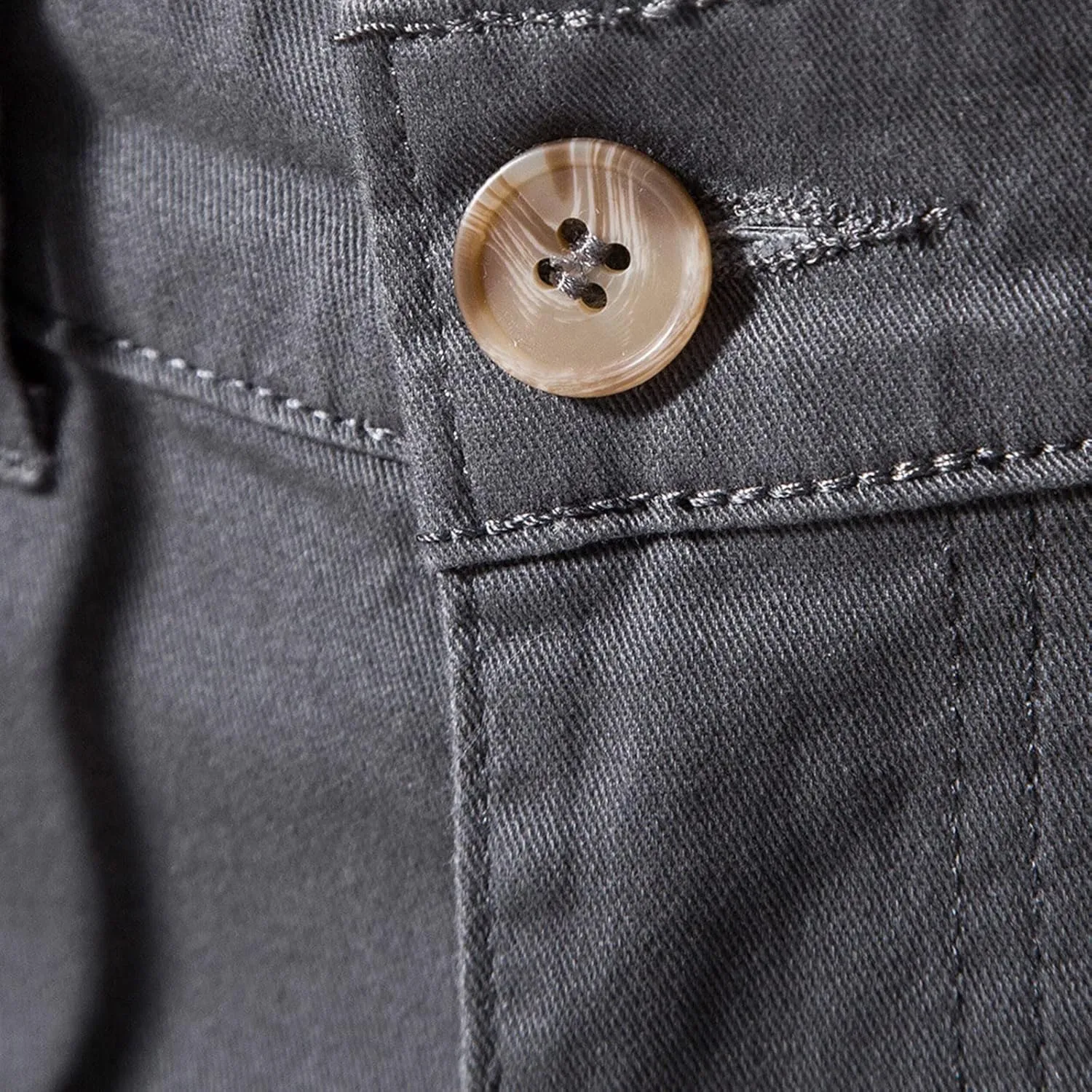 Cotton Linen Pants Men 2023 Fashion Buckle Zipper Solid Stretch Cargo Pants Classic Skinny-Fit Straight Trousers