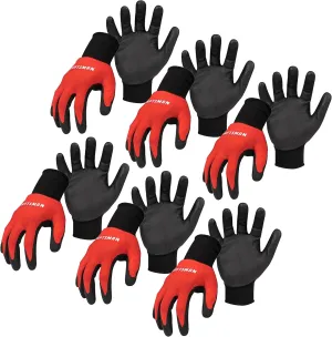 Craftsman Work Gloves, Nitrile dipped Nylon, Breathable, Stretch-fit Cuff (6-Pair Pack)