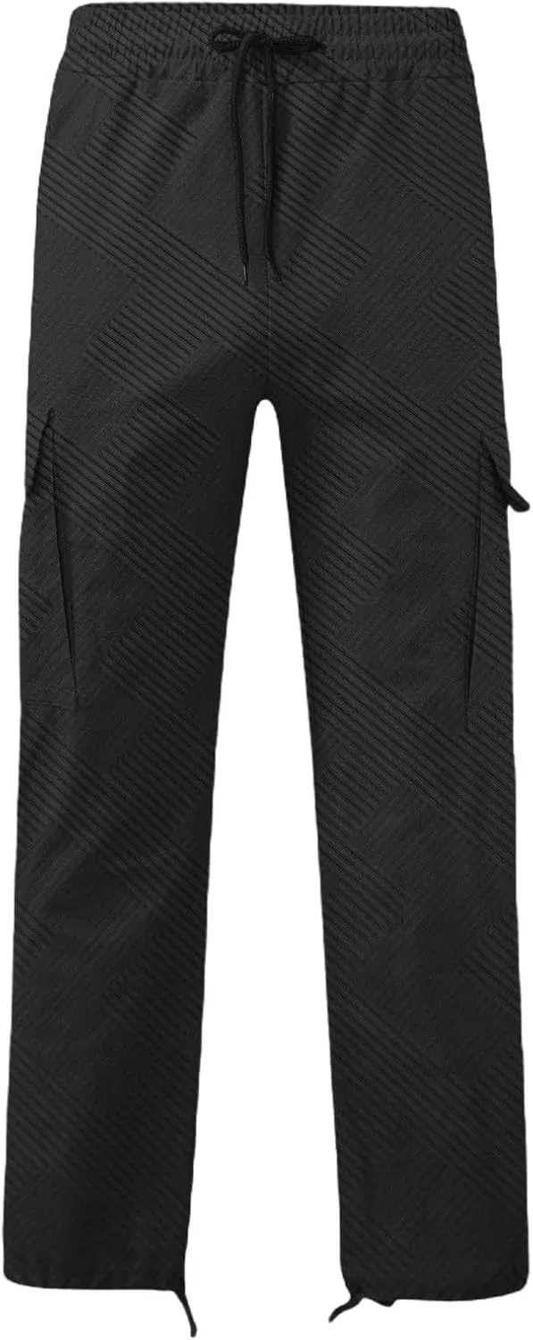 CRNTCEM Men's Casual Cargo Sweatpants Drawstring Quick Dry Outdoor Hiking Fishing Camping Casual Trousers with Multi Pocket