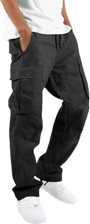 CRNTCEM Men's Casual Cargo Sweatpants Drawstring Quick Dry Outdoor Hiking Fishing Camping Casual Trousers with Multi Pocket