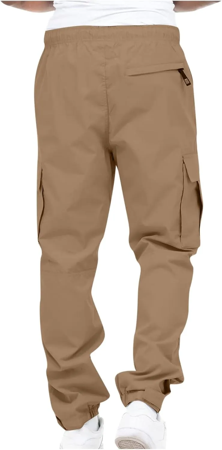 Dgoopd Cargo Pants for Men Stretch Hiking Pants Lightweight Tactical Pant Straight Leg Cargo Joggers Pants Outdoor Work Pants