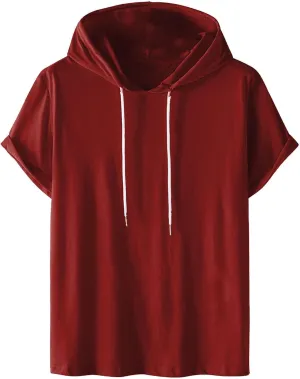 Dgoopd Men's Short Sleeve Hoodie Casual Loose Fit T-Shirts Men Plus Size Fashion Regular Fit Tees Lightweight Sweatshirt