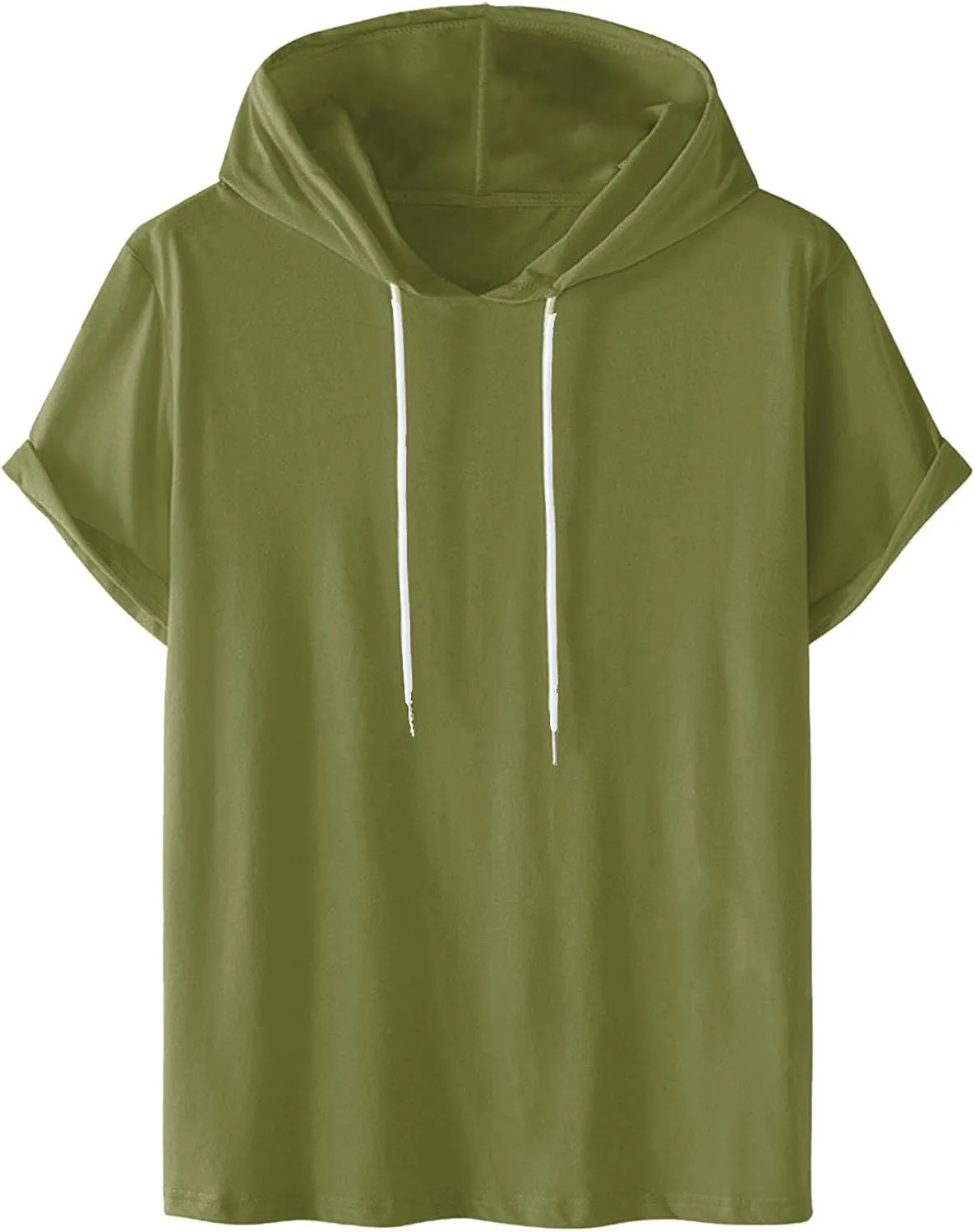 Dgoopd Men's Short Sleeve Hoodie Casual Loose Fit T-Shirts Men Plus Size Fashion Regular Fit Tees Lightweight Sweatshirt