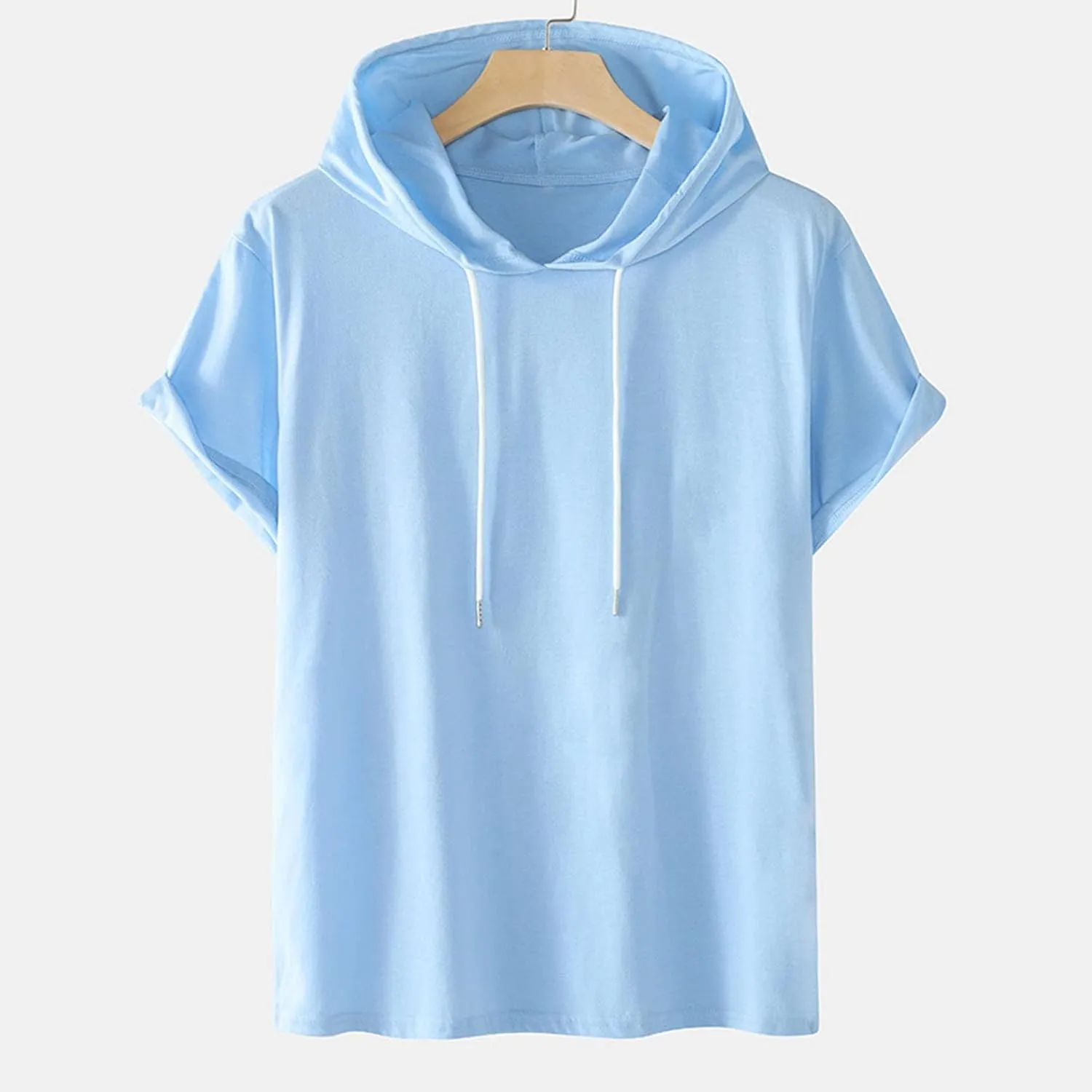 Dgoopd Men's Short Sleeve Hoodie Casual Loose Fit T-Shirts Men Plus Size Fashion Regular Fit Tees Lightweight Sweatshirt