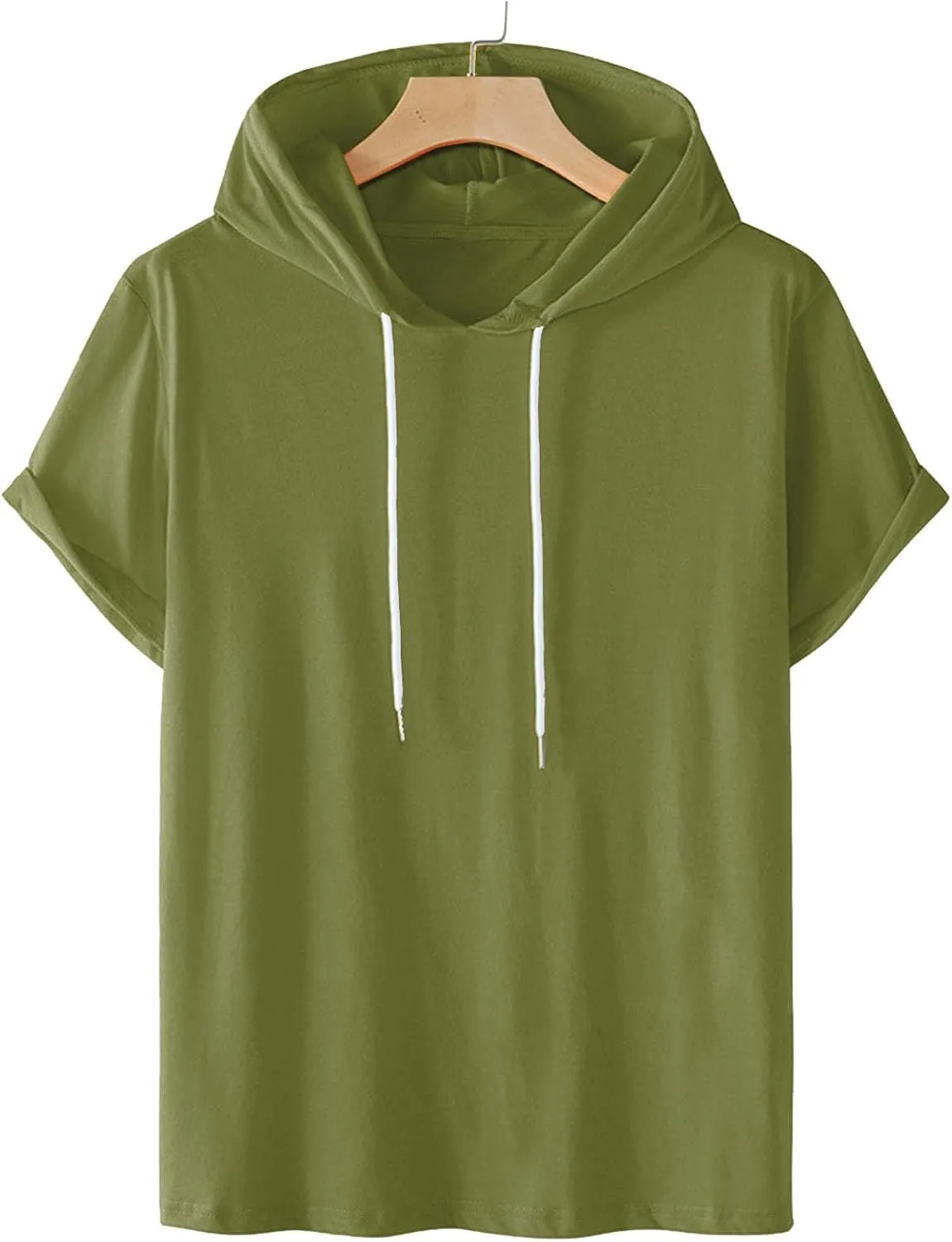 Dgoopd Men's Short Sleeve Hoodie Casual Loose Fit T-Shirts Men Plus Size Fashion Regular Fit Tees Lightweight Sweatshirt