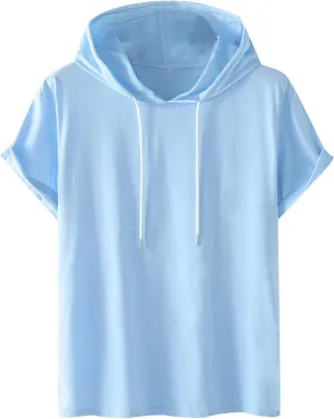 Dgoopd Men's Short Sleeve Hoodie Casual Loose Fit T-Shirts Men Plus Size Fashion Regular Fit Tees Lightweight Sweatshirt