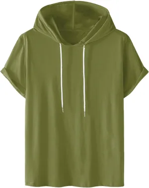 Dgoopd Men's Short Sleeve Hoodie Casual Loose Fit T-Shirts Men Plus Size Fashion Regular Fit Tees Lightweight Sweatshirt