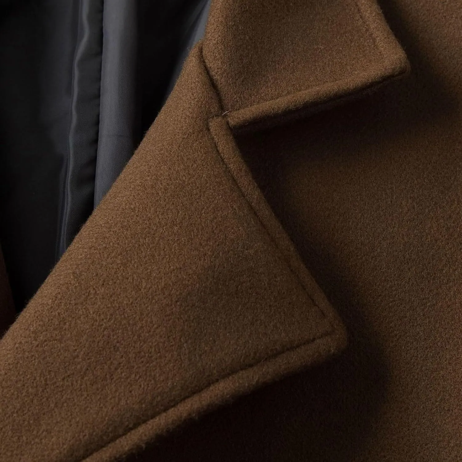 Dgoopd Trench Coat Men Long Double Breasted Coat Notch Lapel Jacket Wool Blend Peacoat Plus Size Overcoat Fall Winter Coats