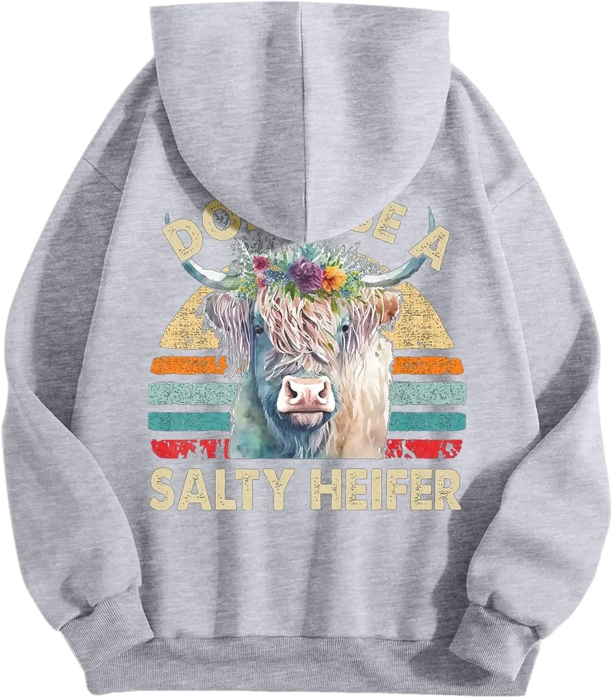 Don't Be A Salty Heifer Hoodies for Teen Girls Letter Print Sweatshirt Long Sleeve Preppy Pullover with Pocket