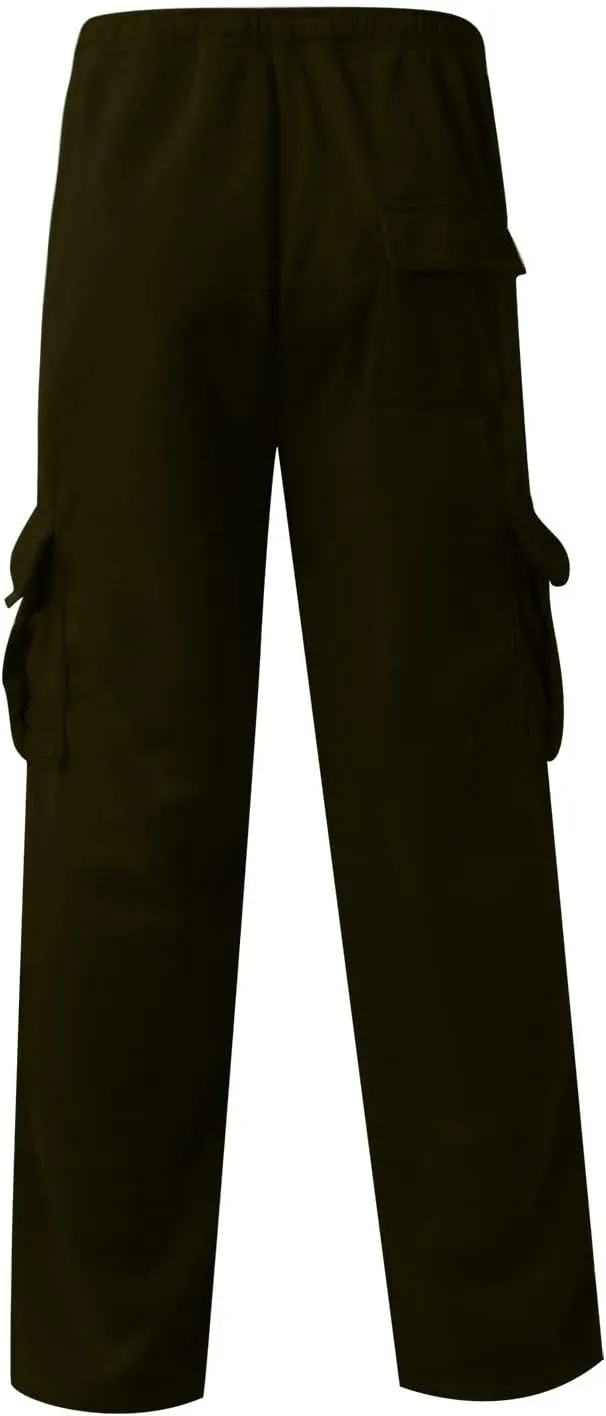 Dudubaby Mens Pants Casual Men's Overalls Drawstring Multi Pocket Casual Pants Hiking Pants Cotton Twill Pants