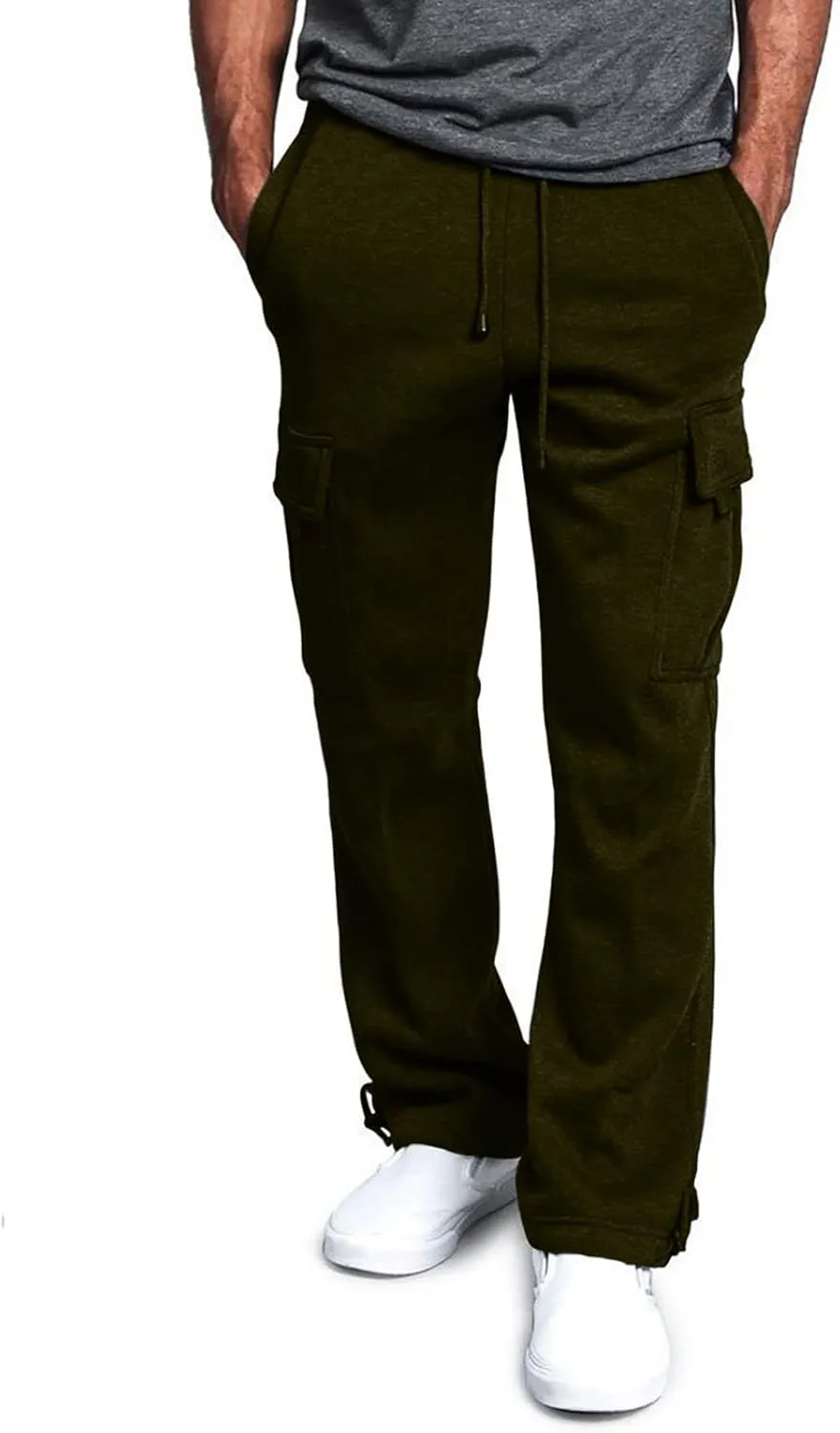 Dudubaby Mens Pants Casual Men's Overalls Drawstring Multi Pocket Casual Pants Hiking Pants Cotton Twill Pants