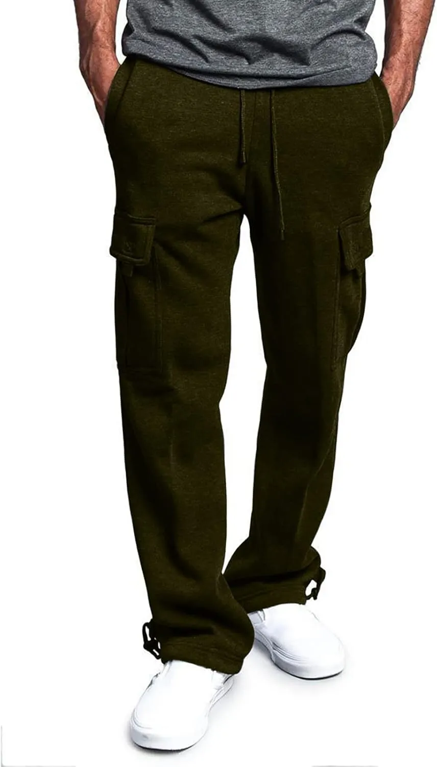 Dudubaby Mens Pants Casual Men's Overalls Drawstring Multi Pocket Casual Pants Hiking Pants Cotton Twill Pants