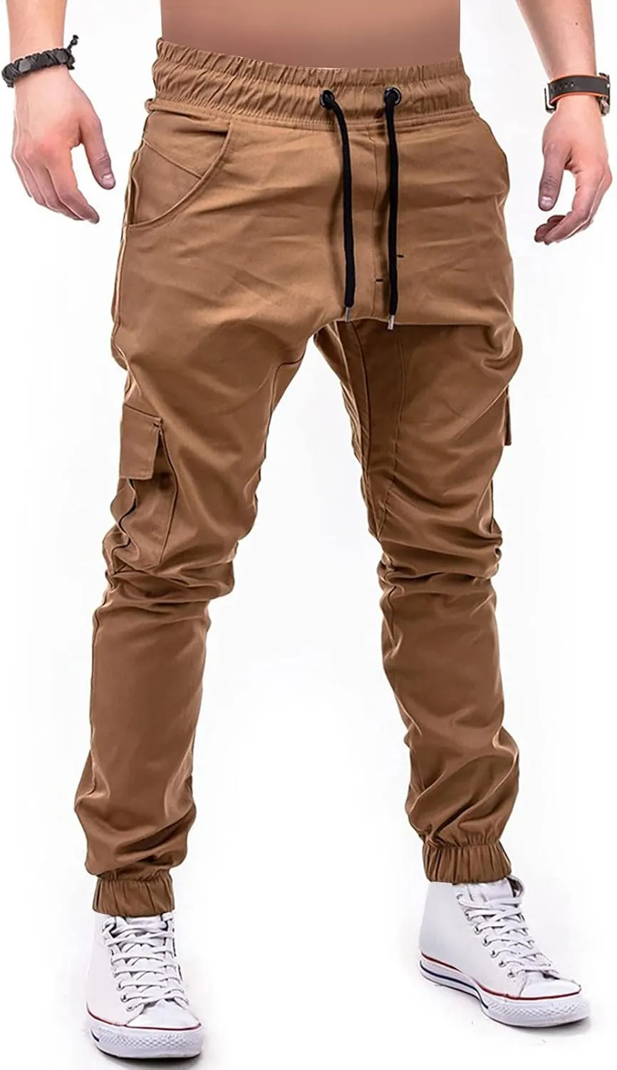 Dudubaby Mens Pants Casual Men's Overalls Drawstring Multi Pocket Casual Pants Hiking Pants Cotton Twill Pants