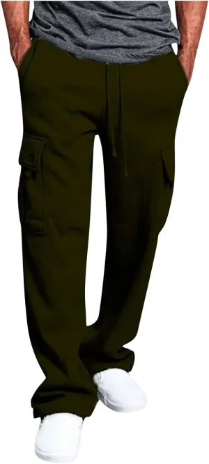 Dudubaby Mens Pants Casual Men's Overalls Drawstring Multi Pocket Casual Pants Hiking Pants Cotton Twill Pants
