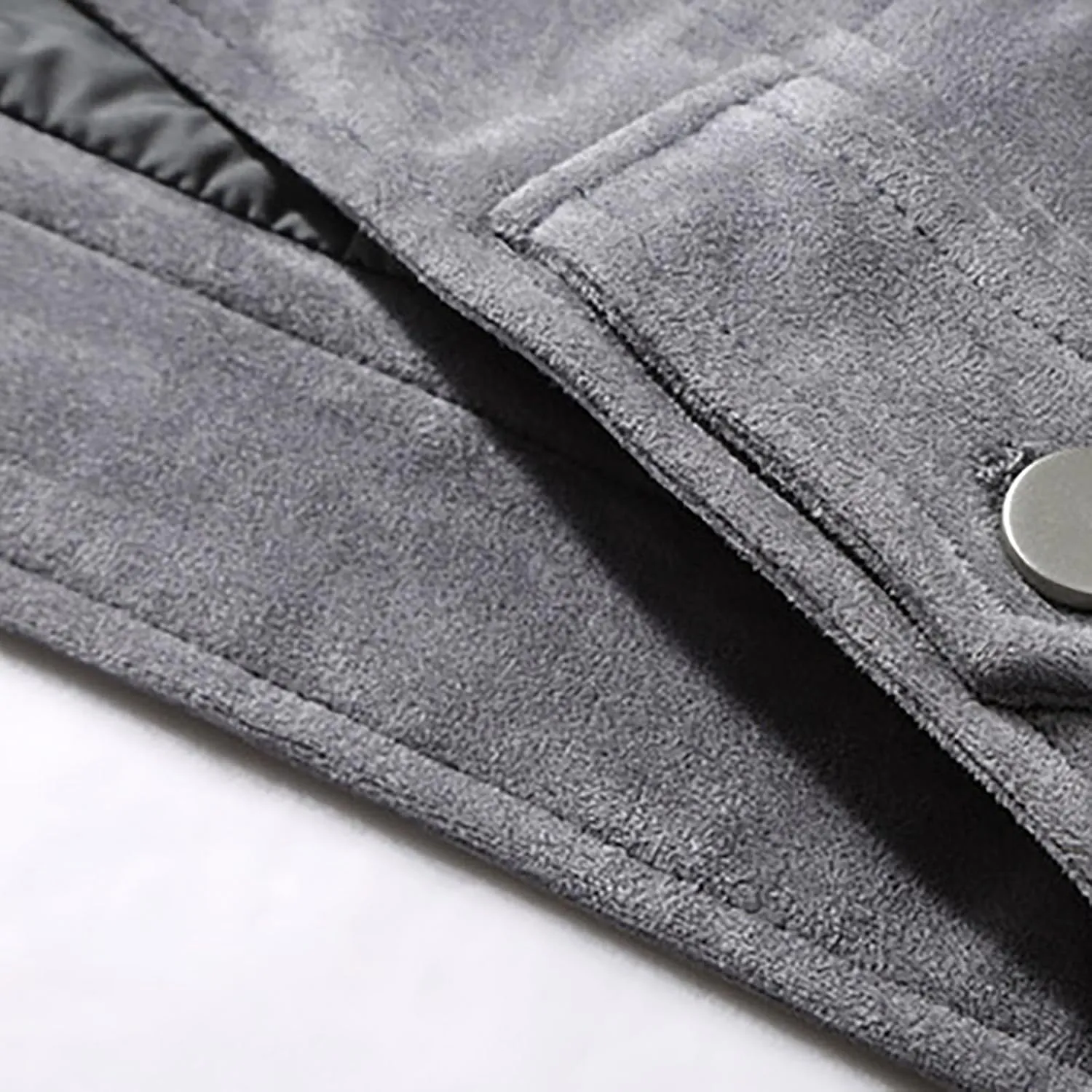 Fashion Leisure Trucker Jacket for Men Slim Fit Faux Suede Leather Jackets Classic Lapel Collar Outerwear Winter Coat