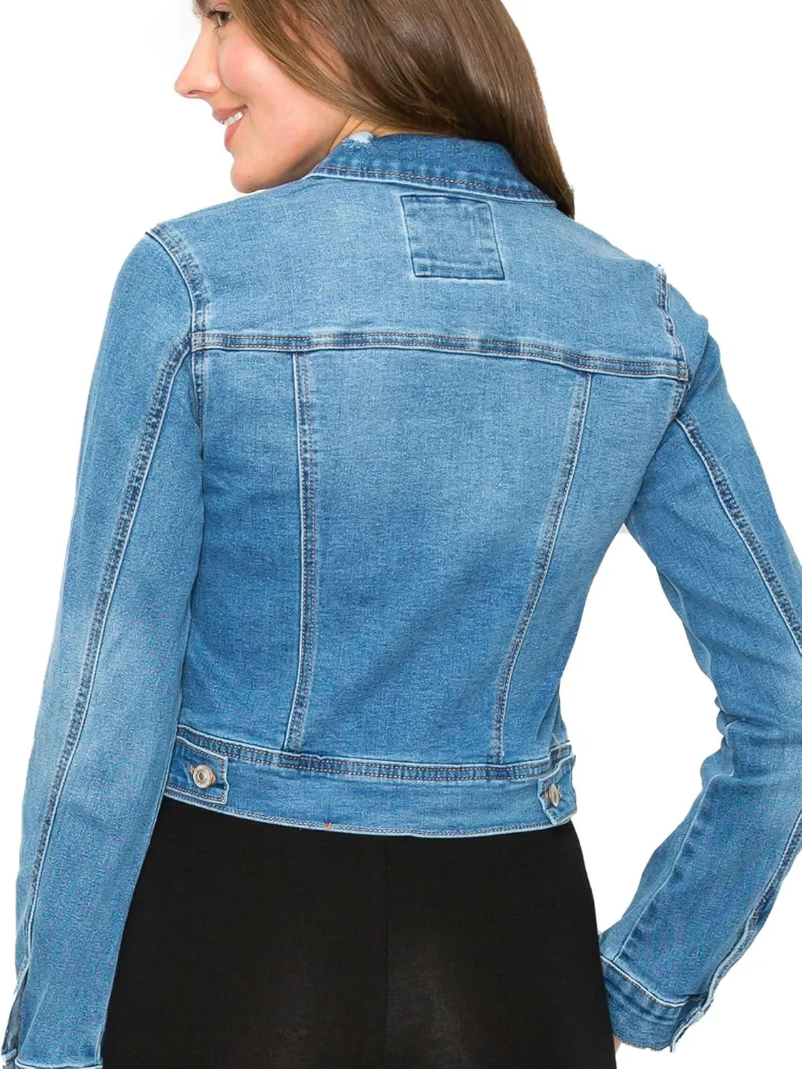 FashionMille Women Classic Casual Stretch Fit Denim Jean Jacket