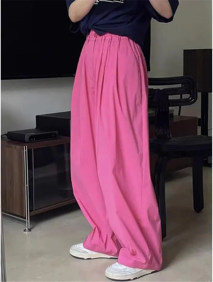 Fjnbbiot Hippie Cargo Pants Women Baggy Wide Leg Trousers Street Straight High Waist Joggers Pants
