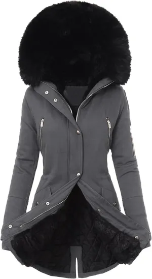 Fleece Jacket Women Long Sleeve Sherpa Hooded Winter Coats Regular Fit Thickened Plus Size Button Down Warm Jackets